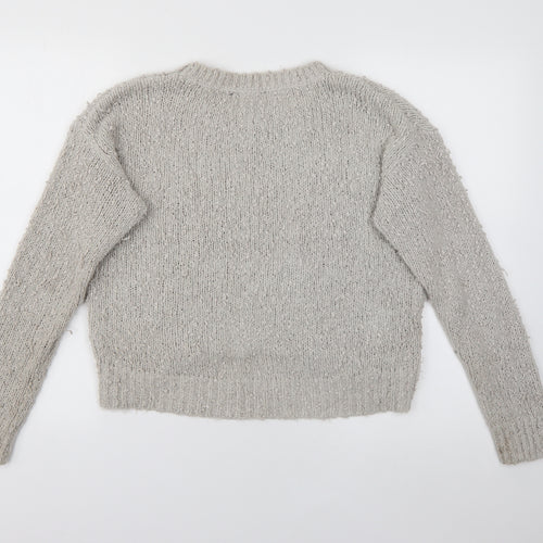 New Look Womens Grey Crew Neck  Polyester Pullover Jumper Size 12