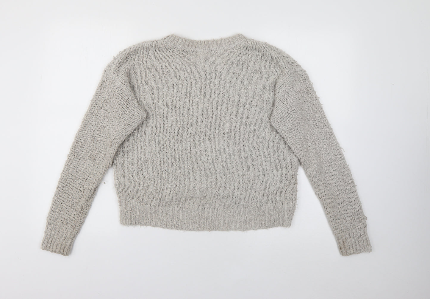 New Look Womens Grey Crew Neck  Polyester Pullover Jumper Size 12
