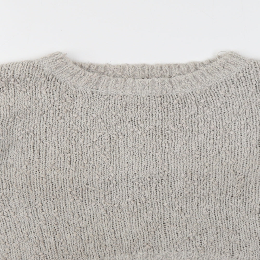 New Look Womens Grey Crew Neck  Polyester Pullover Jumper Size 12