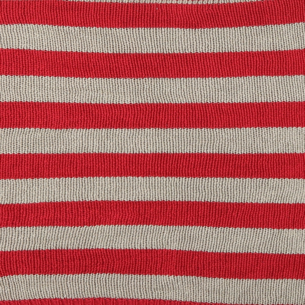 Changes By Together Womens Red Scoop Neck Striped Acrylic Pullover Jumper Size 28