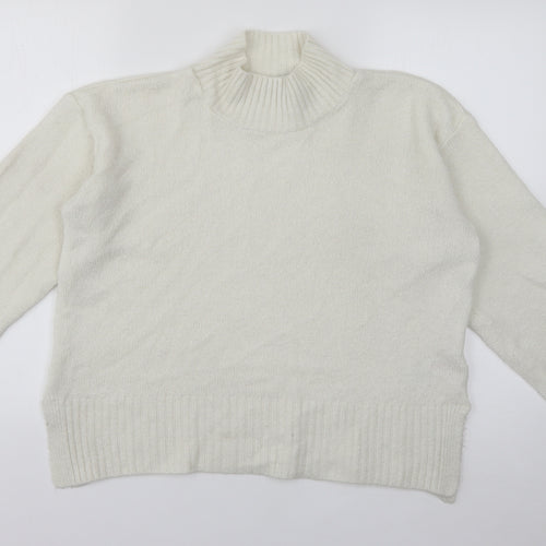 Topshop Womens White High Neck  Acrylic Pullover Jumper Size S
