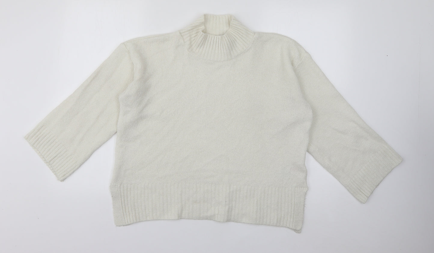 Topshop Womens White High Neck  Acrylic Pullover Jumper Size S