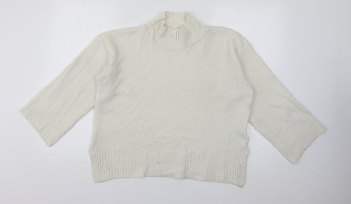 Topshop Womens White High Neck  Acrylic Pullover Jumper Size S