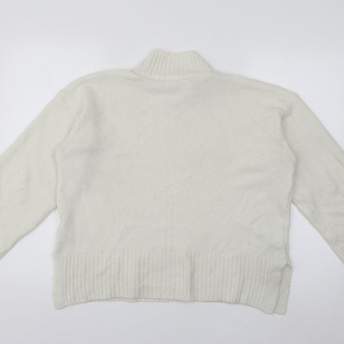 Topshop Womens White High Neck  Acrylic Pullover Jumper Size S