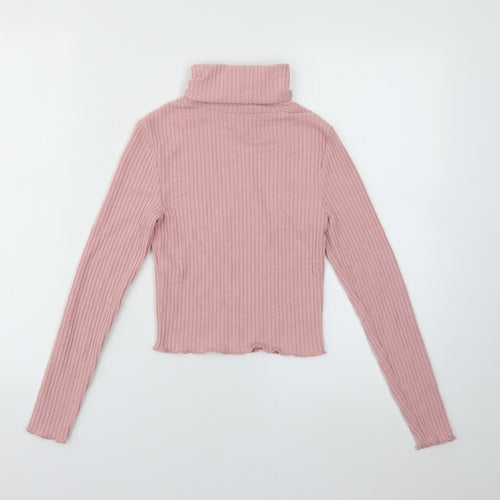 915 Girls Pink Roll Neck  Polyester Pullover Jumper Size 10-11 Years