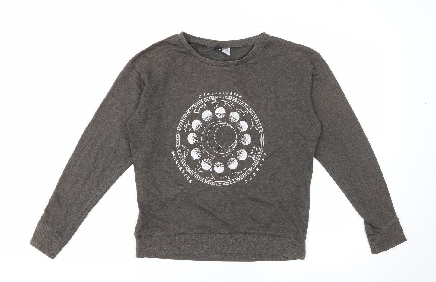 H&M Womens Grey Crew Neck  Cotton Pullover Jumper Size S