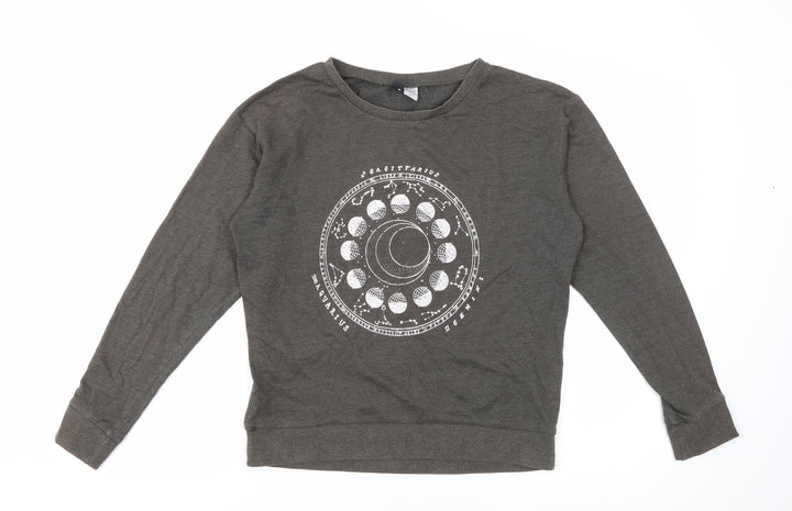 H&M Womens Grey Crew Neck  Cotton Pullover Jumper Size S