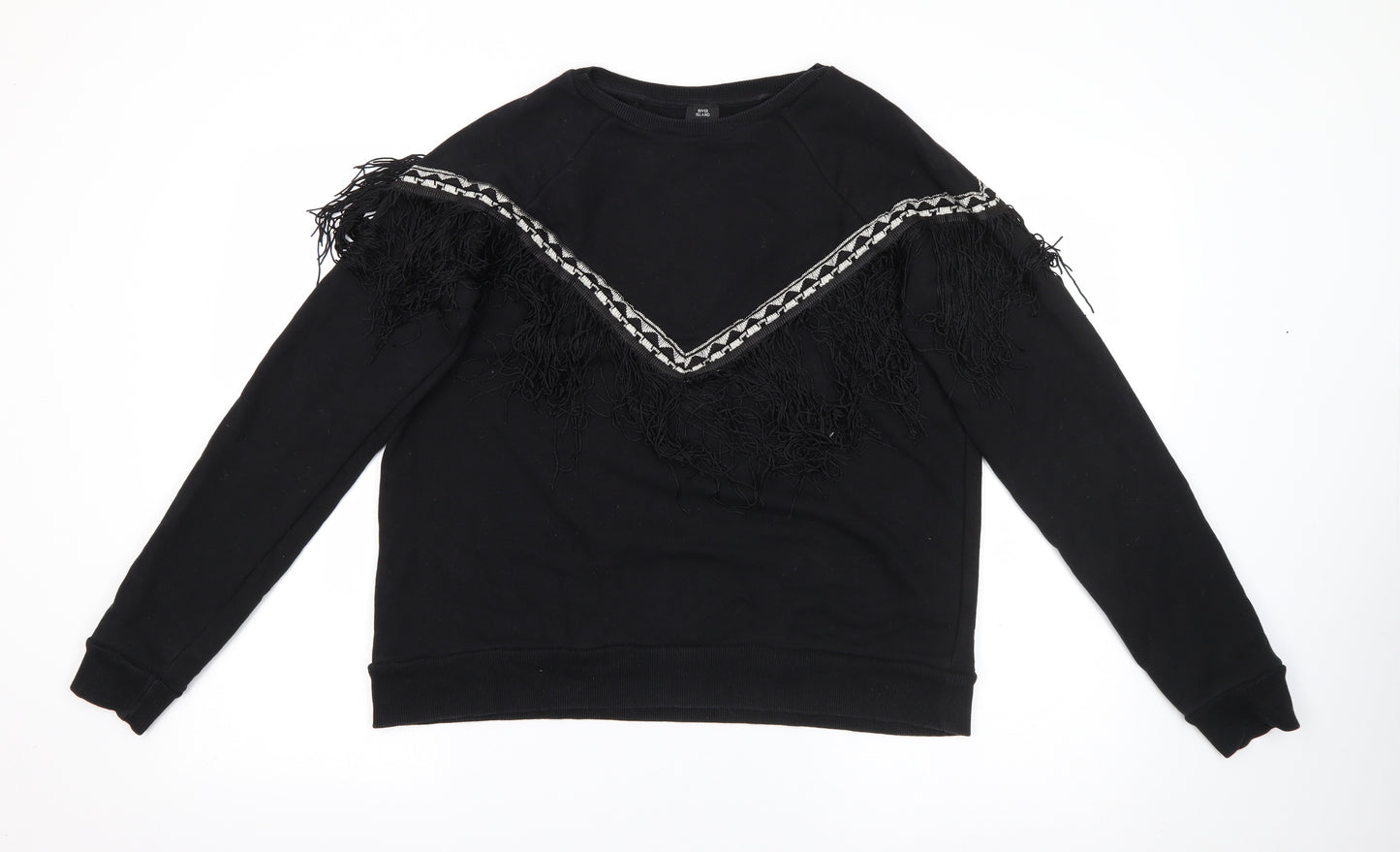 River Island Womens Black Crew Neck  Cotton Pullover Jumper Size S