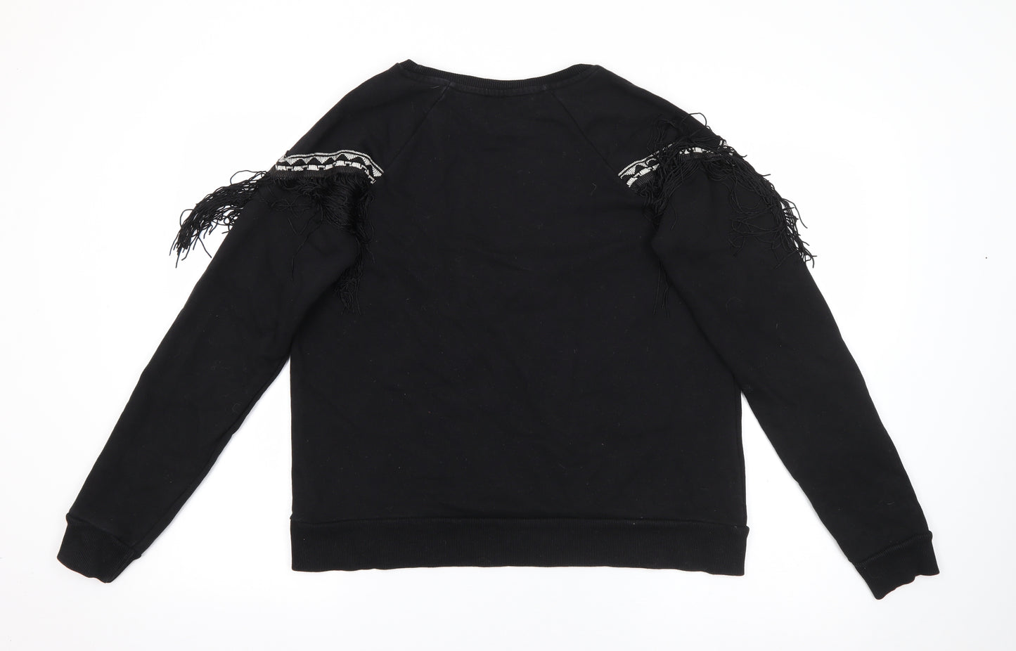 River Island Womens Black Crew Neck  Cotton Pullover Jumper Size S