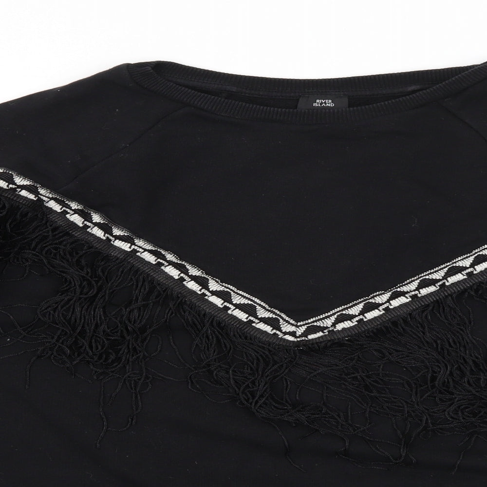 River Island Womens Black Crew Neck  Cotton Pullover Jumper Size S