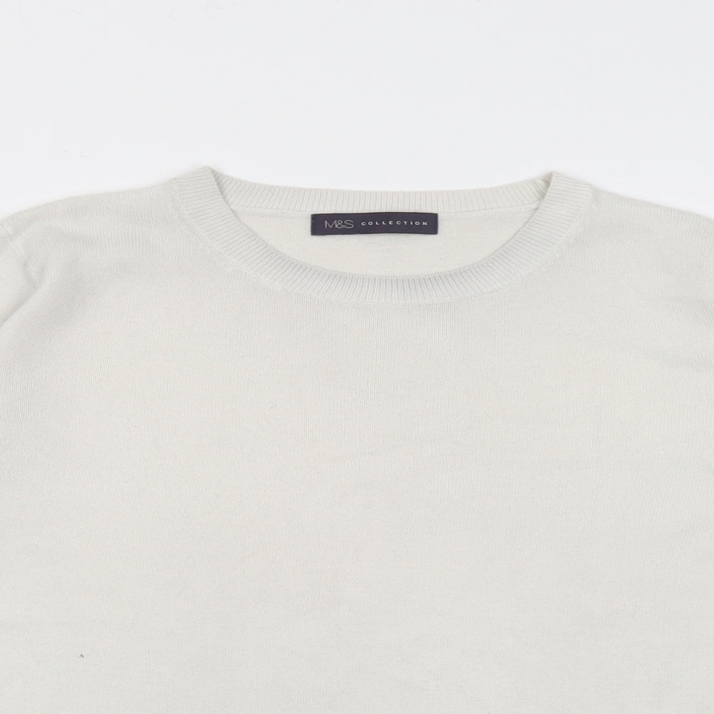 Marks and Spencer Womens White Crew Neck  Acrylic Pullover Jumper Size 10