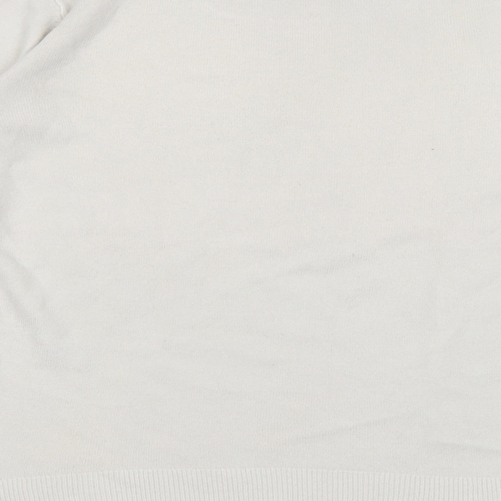 Marks and Spencer Womens White Crew Neck  Acrylic Pullover Jumper Size 10
