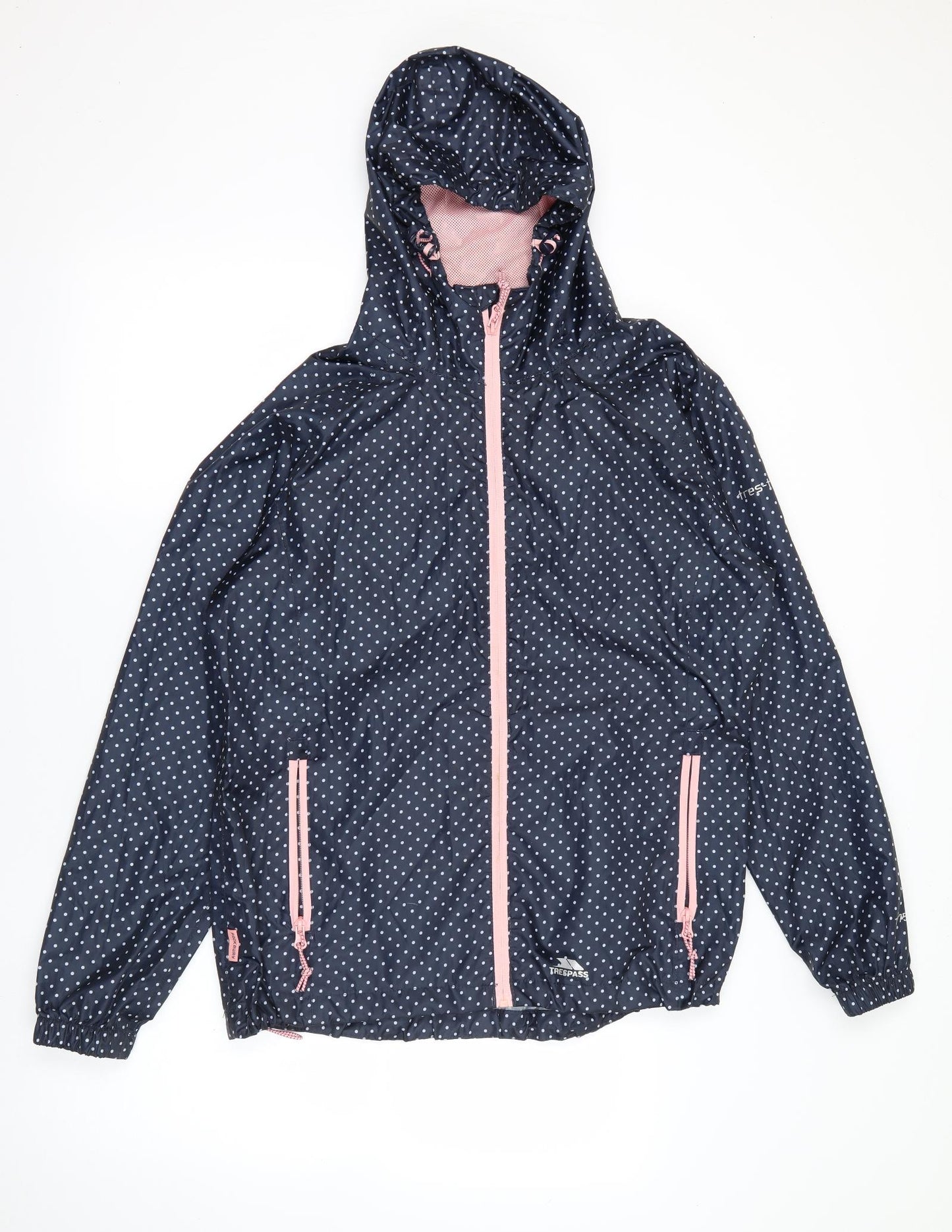 Trespass Womens Blue Polka Dot  Rain Coat Coat Size M  Zip