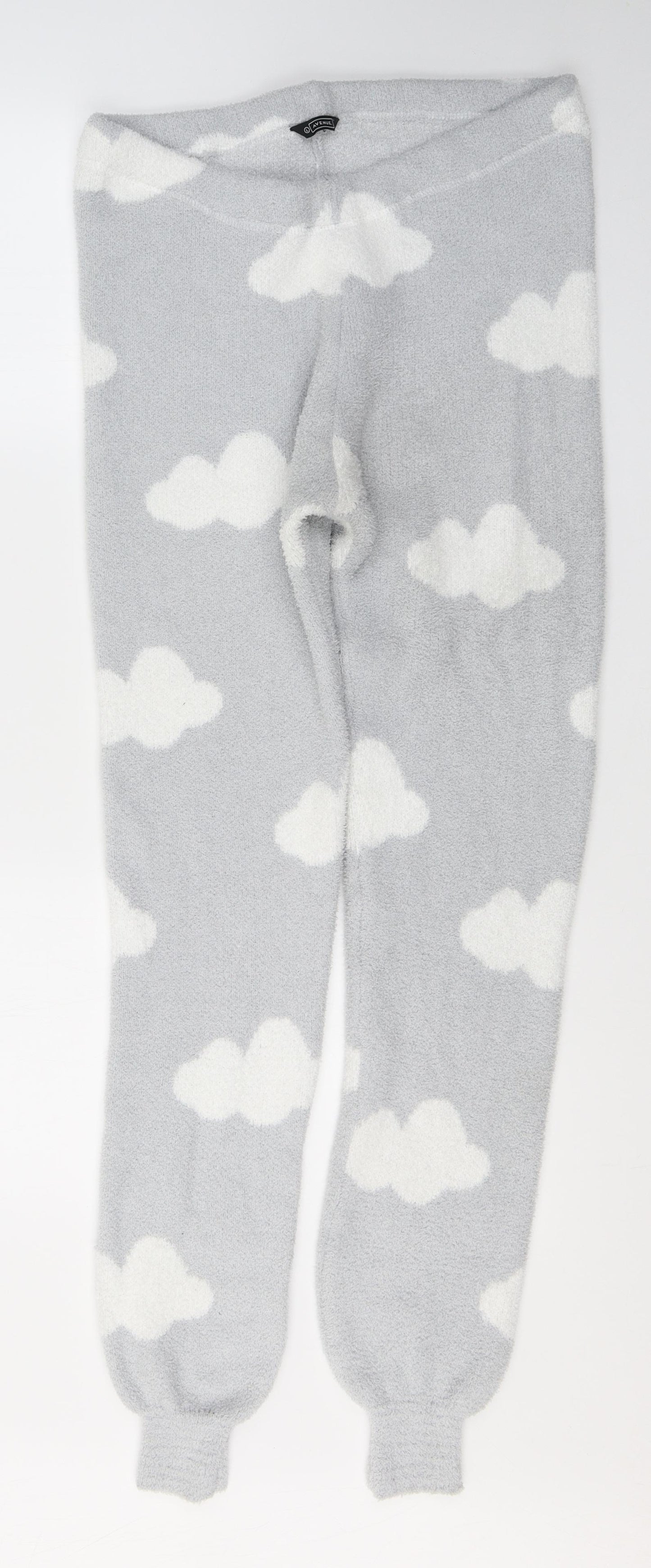 Avenue Womens Grey Geometric Polyester Capri Lounge Pants Size L   - Cloud Print