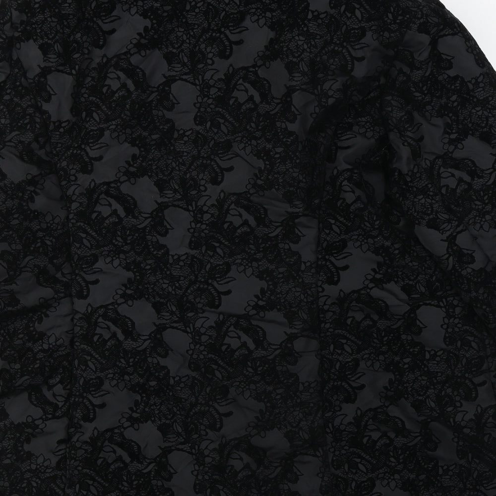 Bonmarché Womens Black Floral  Overcoat Coat Size 22  Zip