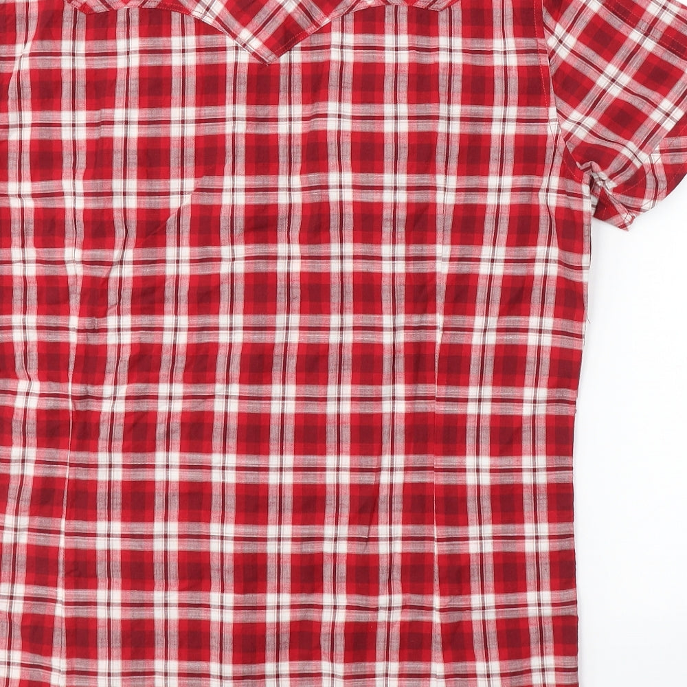 Diesel Co. Mens Red Plaid Cotton  T-Shirt Size L Collared