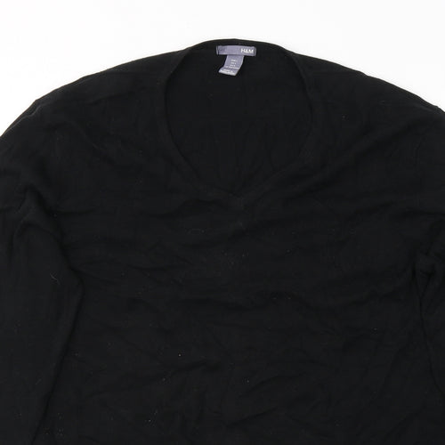 H&M Mens Black V-Neck  Cotton Pullover Jumper Size L