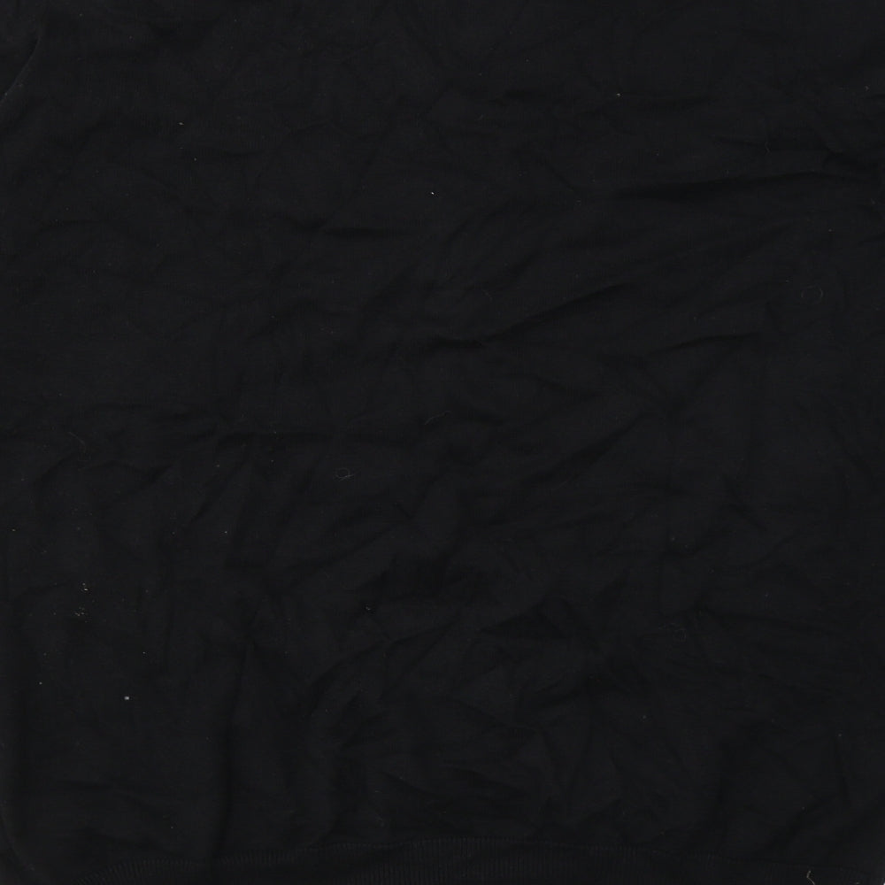 H&M Mens Black V-Neck  Cotton Pullover Jumper Size L