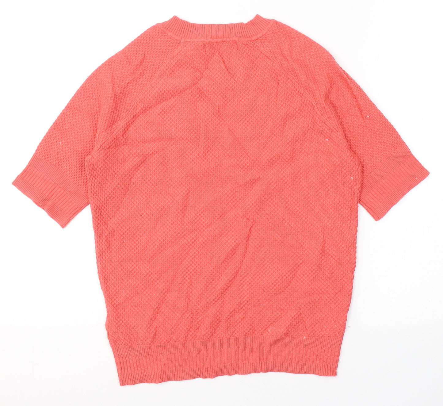 Marks and Spencer Womens Orange  Viscose Basic T-Shirt Size 10 Round Neck
