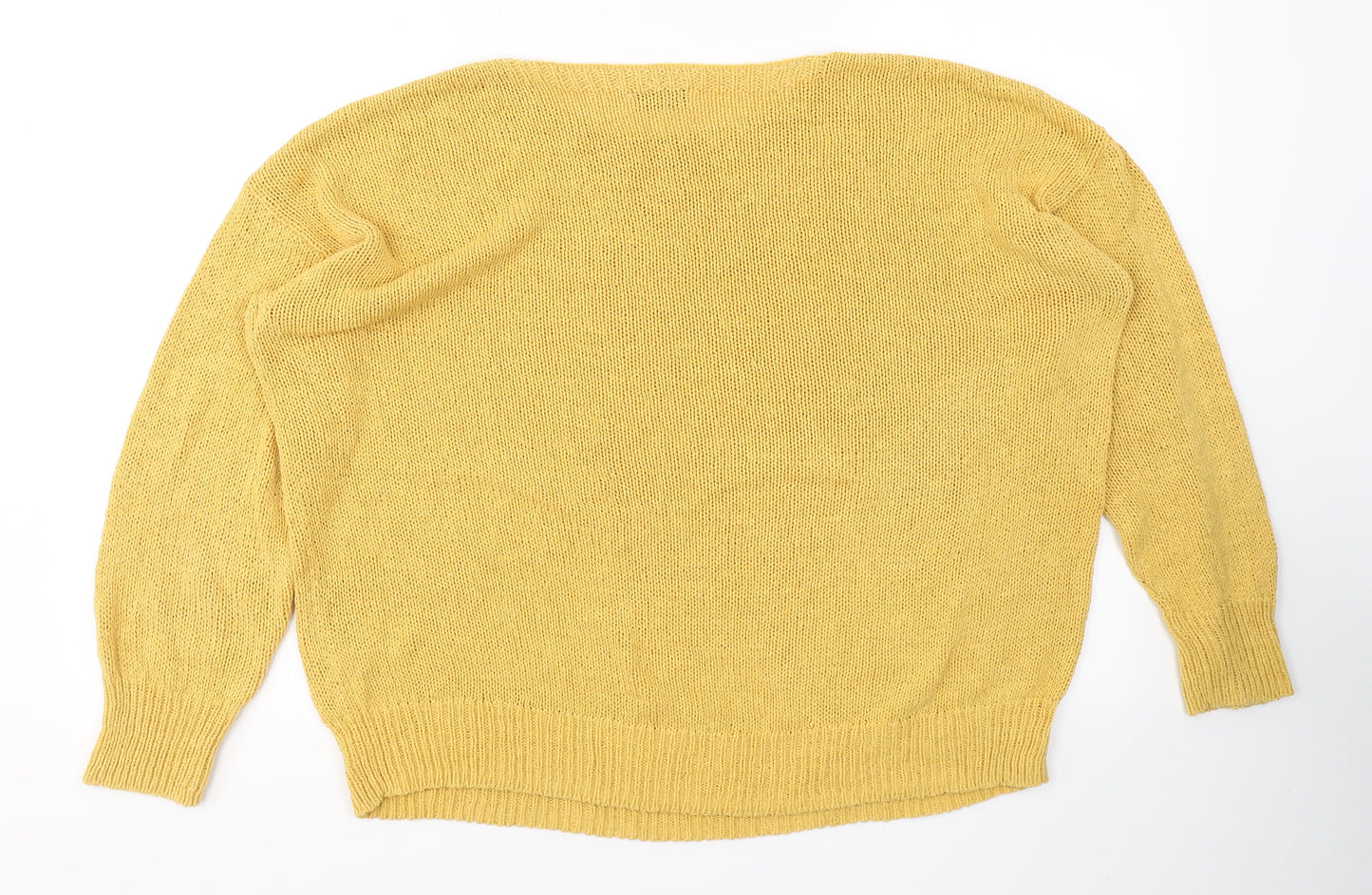 Gallery Womens Yellow Round Neck  Cotton Pullover Jumper Size L