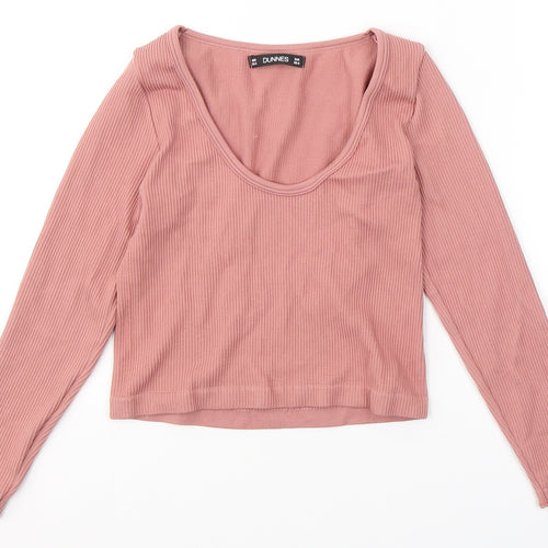 Dunnes Stores Womens Pink  Nylon Jersey Casual Size XS Round Neck Pullover