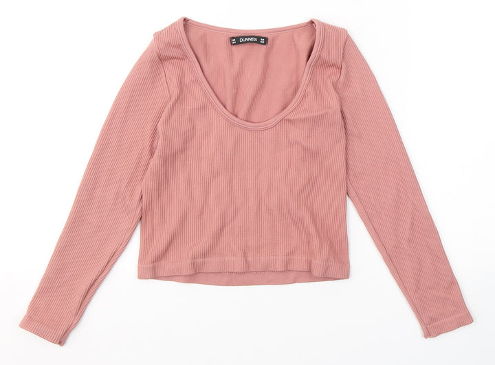 Dunnes Stores Womens Pink  Nylon Jersey Casual Size XS Round Neck Pullover