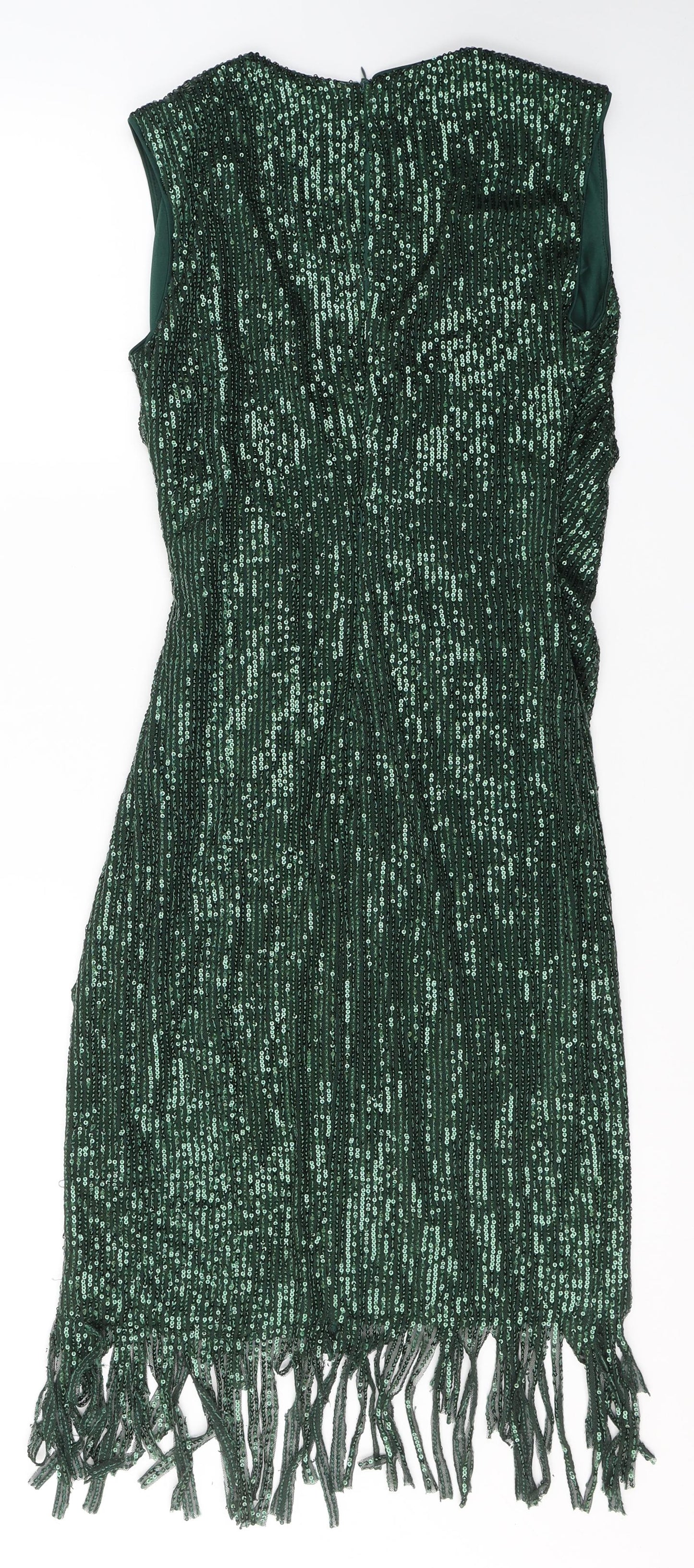 SheIn Womens Green  Polyester Slip Dress  Size S  V-Neck Zip