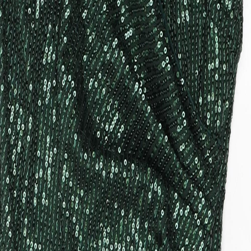 SheIn Womens Green  Polyester Slip Dress  Size S  V-Neck Zip