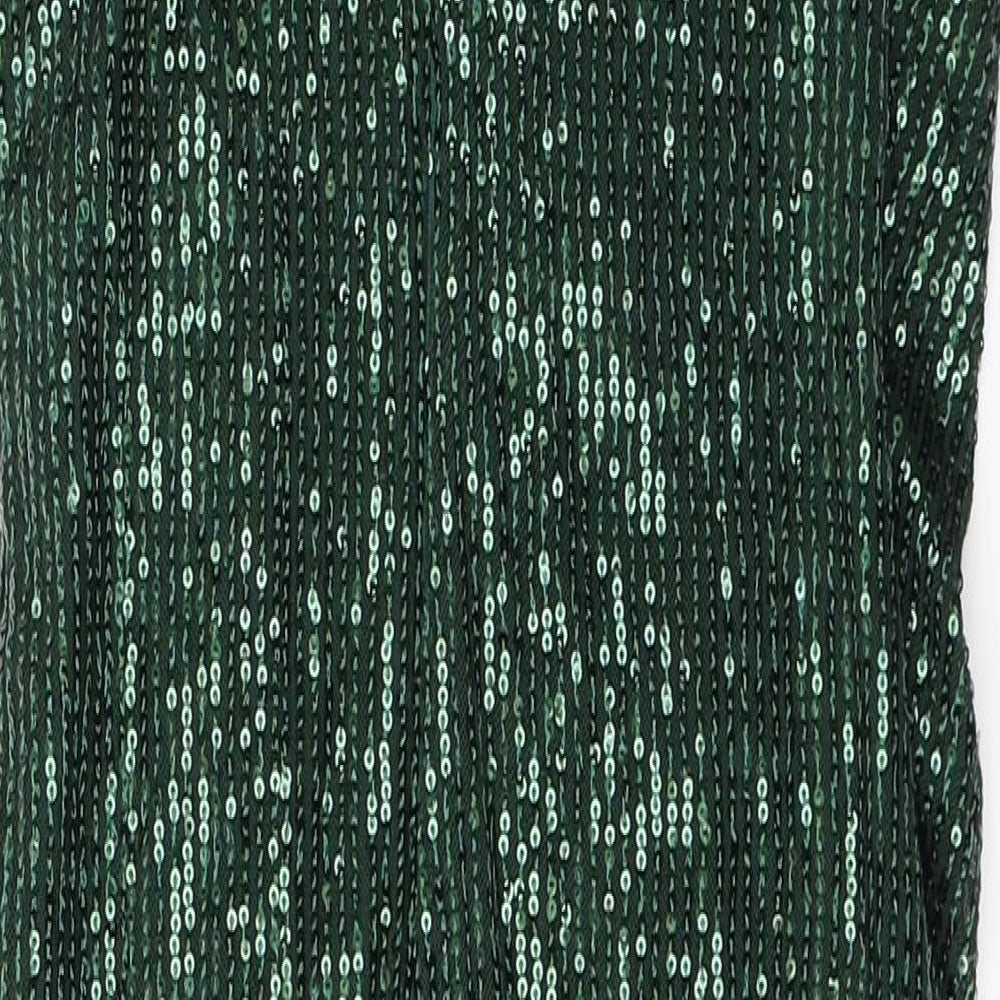 SheIn Womens Green  Polyester Slip Dress  Size S  V-Neck Zip