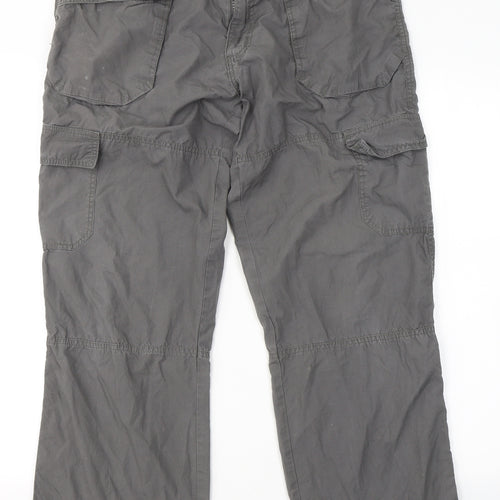 Denim & Co. Mens Grey  Cotton Cargo Trousers Size 32 in L30 in Regular Button