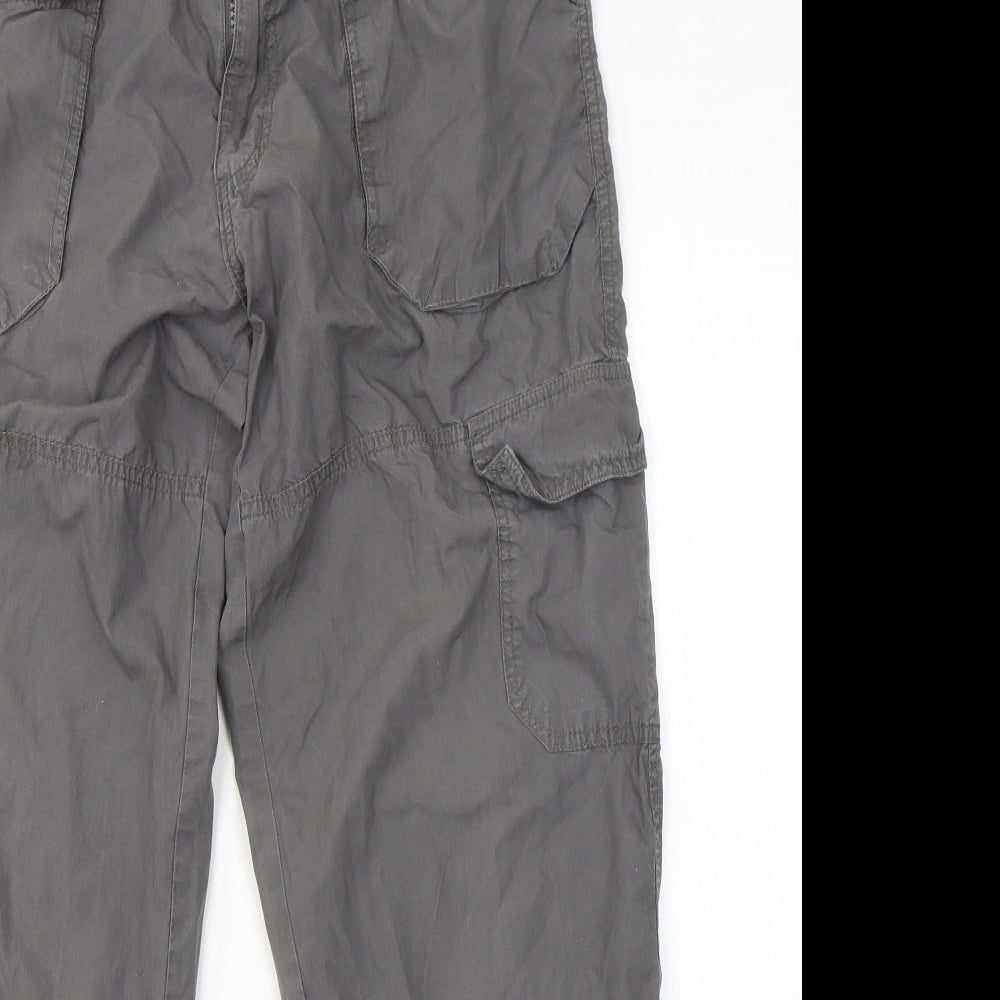 Denim & Co. Mens Grey  Cotton Cargo Trousers Size 32 in L30 in Regular Button