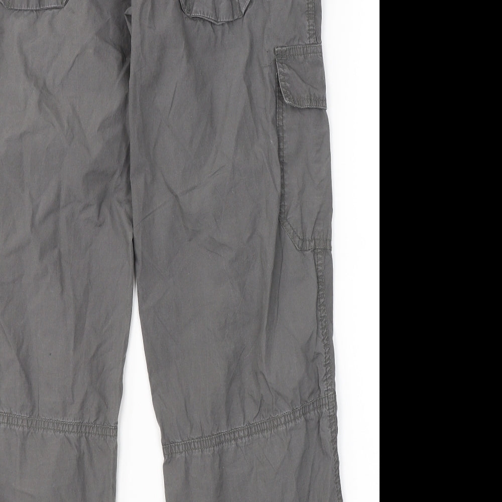 Denim & Co. Mens Grey  Cotton Cargo Trousers Size 32 in L30 in Regular Button