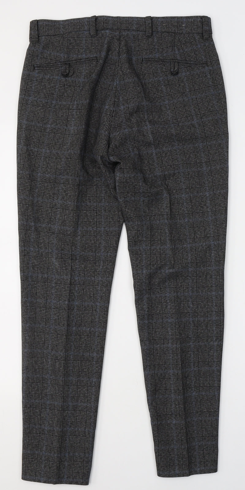 NEXT Mens Grey Plaid Polyester Trousers  Size 30 in L29 in Regular Button