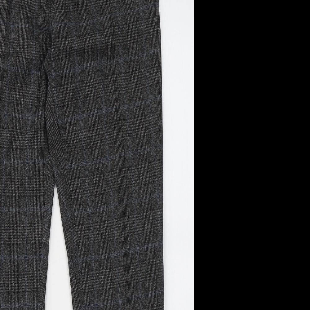 NEXT Mens Grey Plaid Polyester Trousers  Size 30 in L29 in Regular Button