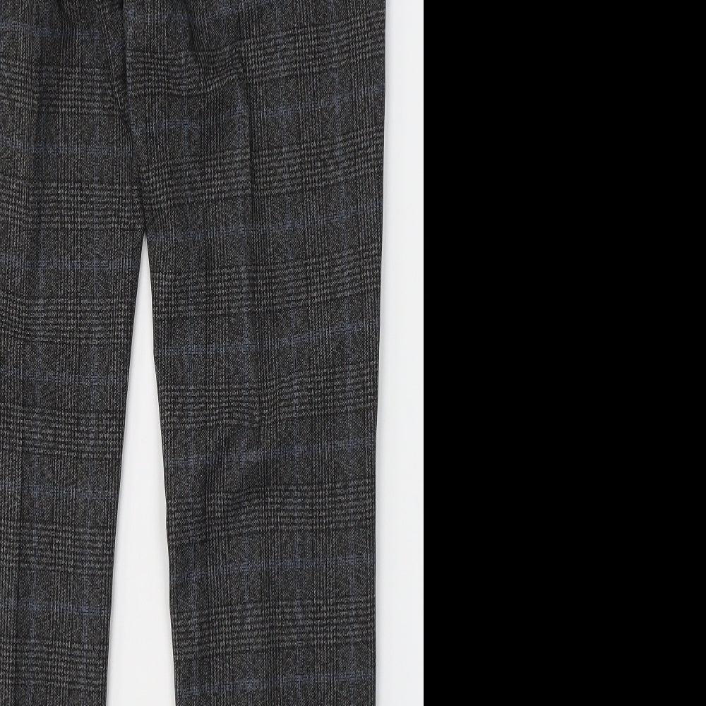 NEXT Mens Grey Plaid Polyester Trousers  Size 30 in L29 in Regular Button
