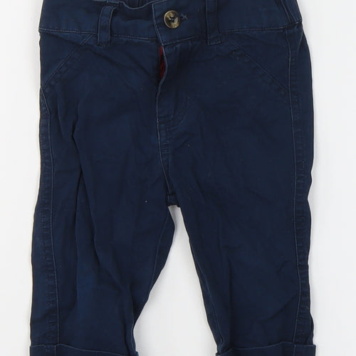 Andy & Evan Boys Blue  Cotton Capri Trousers Size 12-18 Months  Button