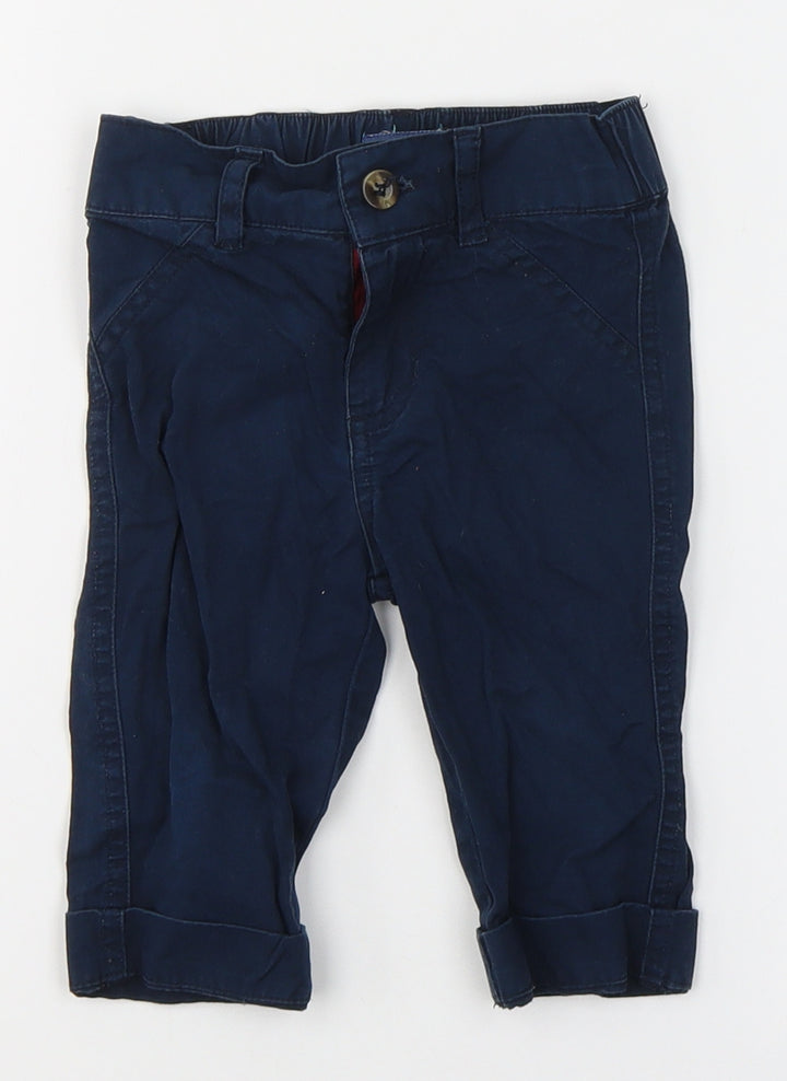 Andy & Evan Boys Blue Cotton Capri Trousers Size 12-18 Months Button
