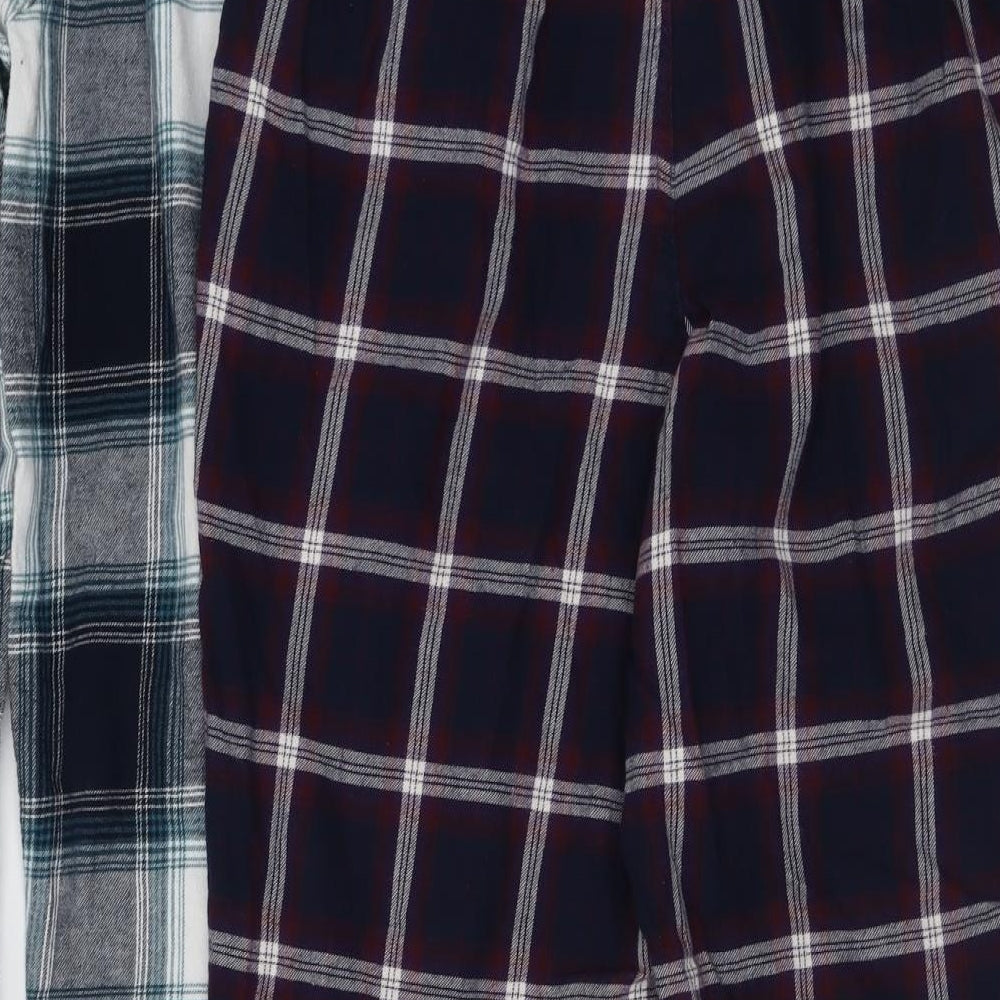 Marks and Spencer Mens Multicoloured Check Cotton  Pyjama Pants Size L  Tie - 2 pack