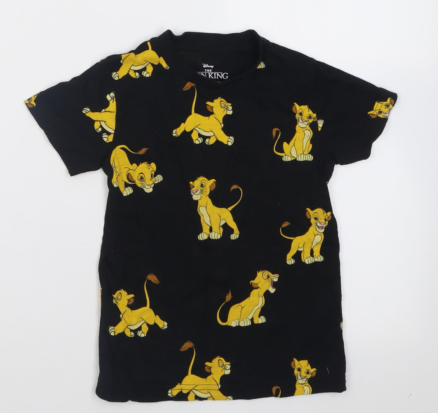 NEXT Boys Black Geometric Cotton Basic T-Shirt Size 2-3 Years Crew Neck Pullover - The Lion King