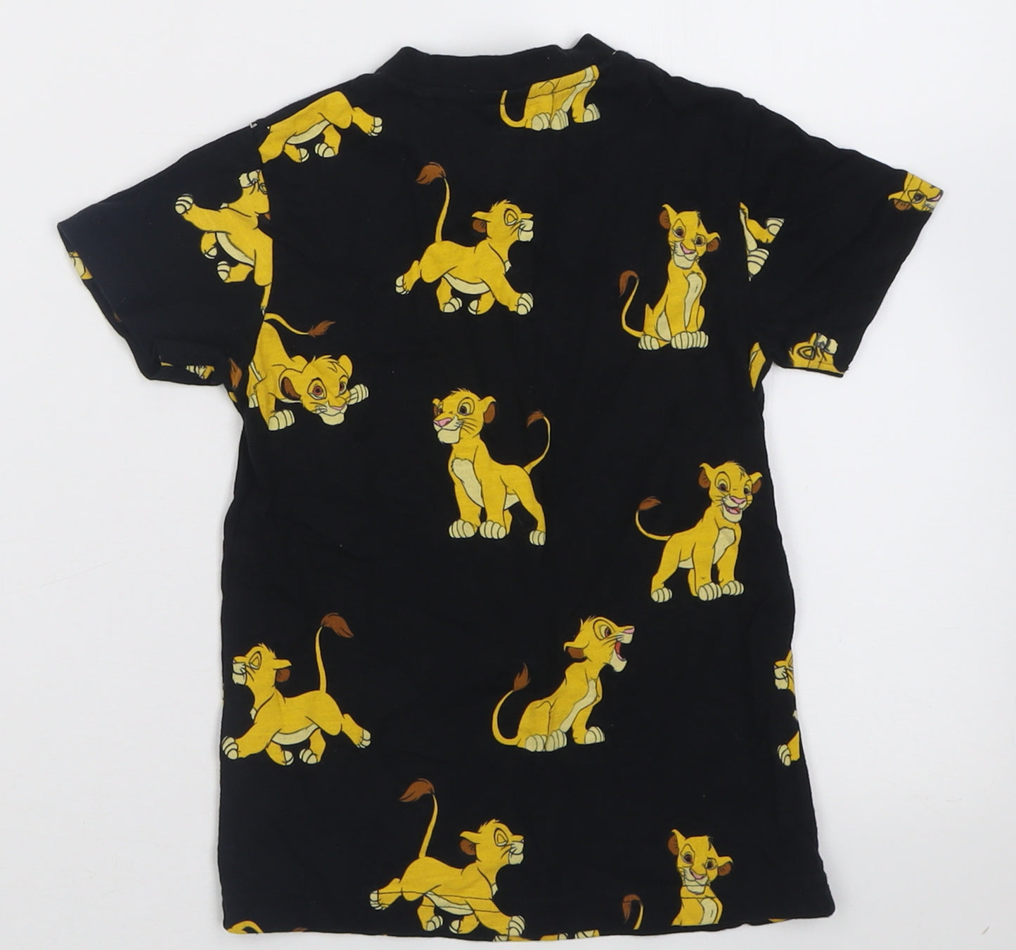 NEXT Boys Black Geometric Cotton Basic T-Shirt Size 2-3 Years Crew Neck Pullover - The Lion King