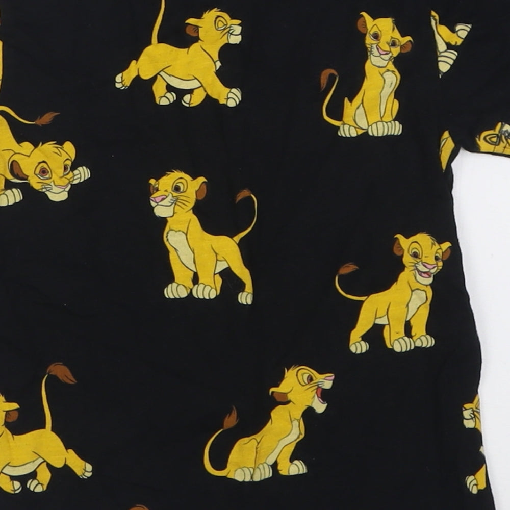 NEXT Boys Black Geometric Cotton Basic T-Shirt Size 2-3 Years Crew Neck Pullover - The Lion King