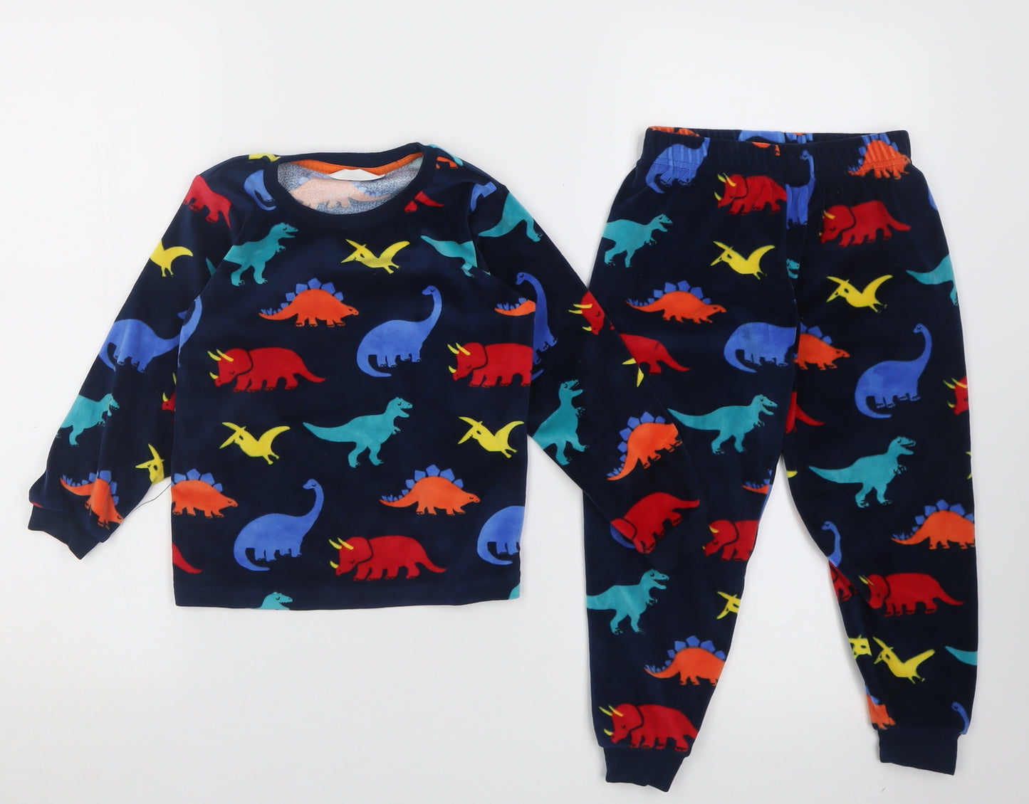 Marks and Spencer Boys Blue Geometric Polyester  Pyjama Set Size 3-4 Years  Pullover - DInosaurs