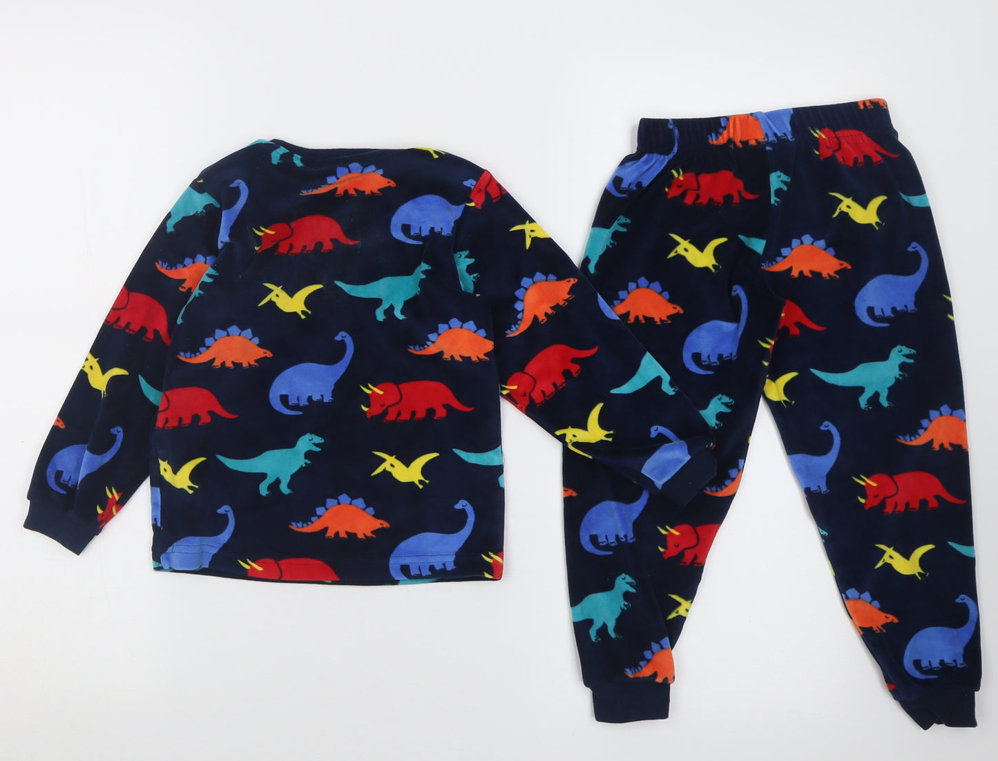 Marks and Spencer Boys Blue Geometric Polyester  Pyjama Set Size 3-4 Years  Pullover - DInosaurs