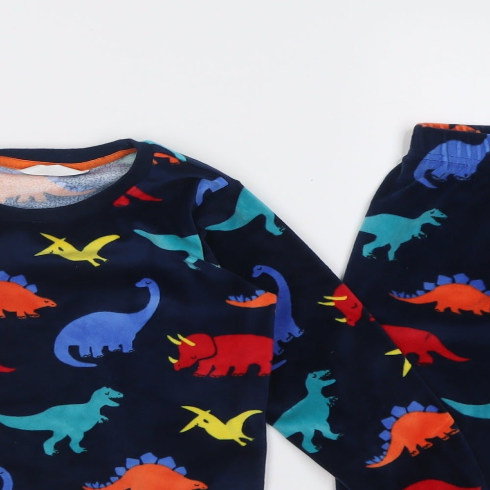 Marks and Spencer Boys Blue Geometric Polyester  Pyjama Set Size 3-4 Years  Pullover - DInosaurs