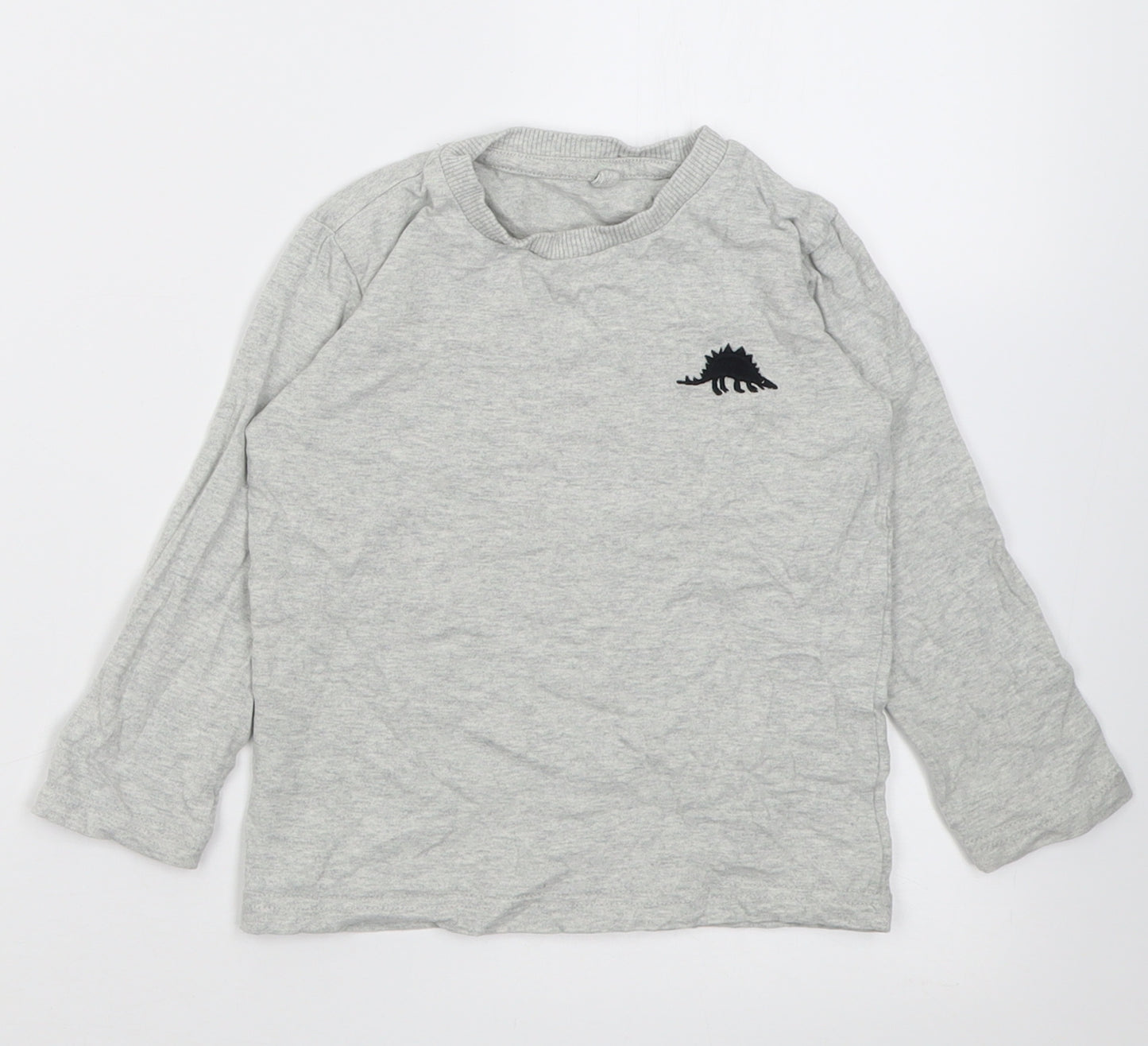 NEXT Boys Grey  Cotton Basic Casual Size 2-3 Years Crew Neck Pullover - DInosaur