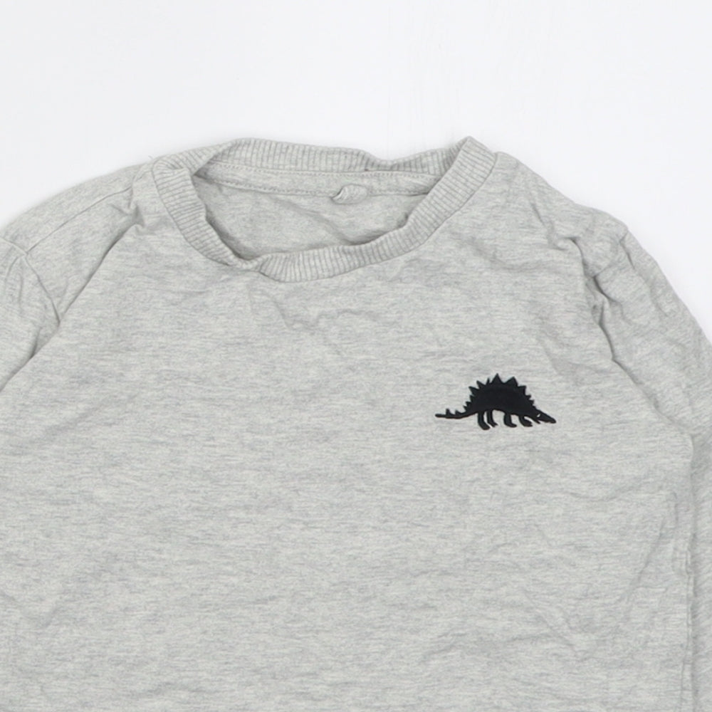 NEXT Boys Grey  Cotton Basic Casual Size 2-3 Years Crew Neck Pullover - DInosaur