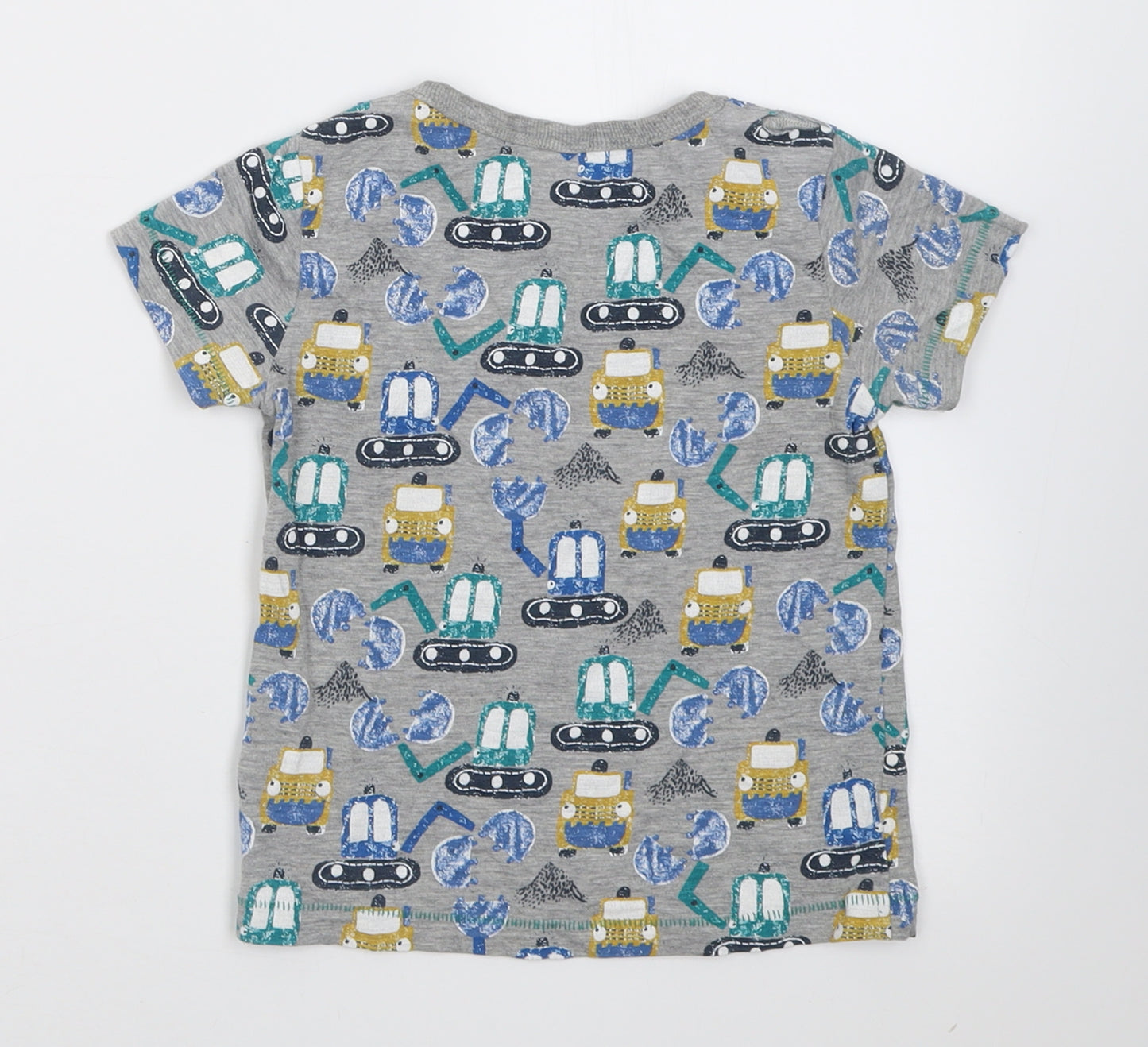 NEXT Boys Grey Geometric Cotton Basic T-Shirt Size 2 Years Crew Neck Pullover