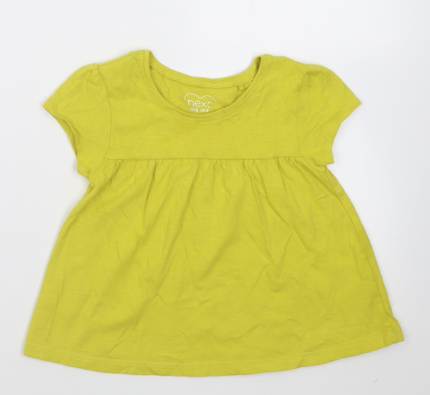 NEXT Girls Green  Cotton Basic T-Shirt Size 3-4 Years Crew Neck Pullover
