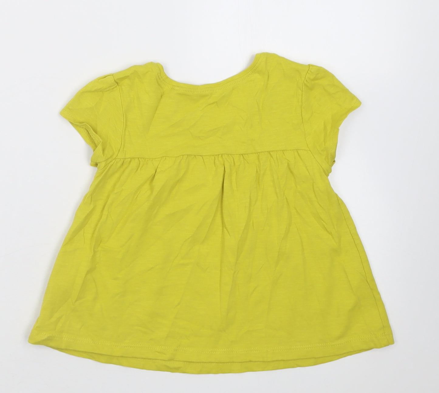 NEXT Girls Green  Cotton Basic T-Shirt Size 3-4 Years Crew Neck Pullover