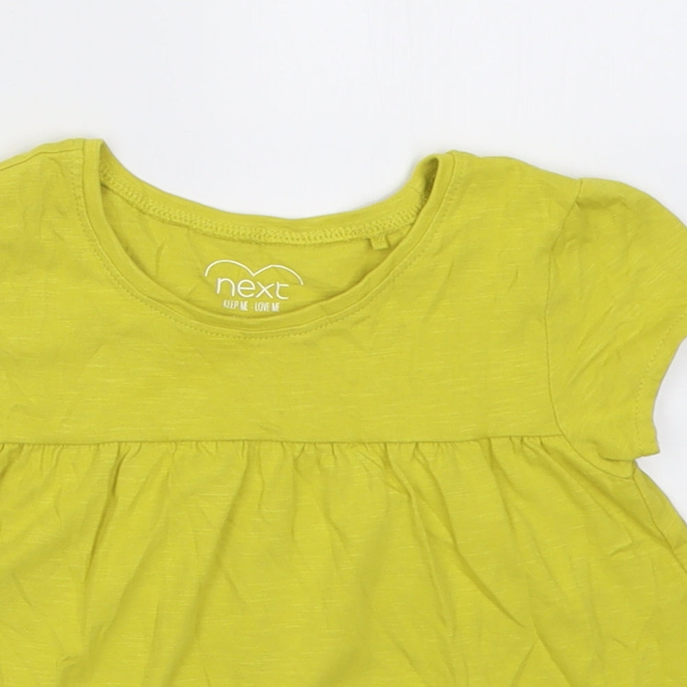 NEXT Girls Green  Cotton Basic T-Shirt Size 3-4 Years Crew Neck Pullover